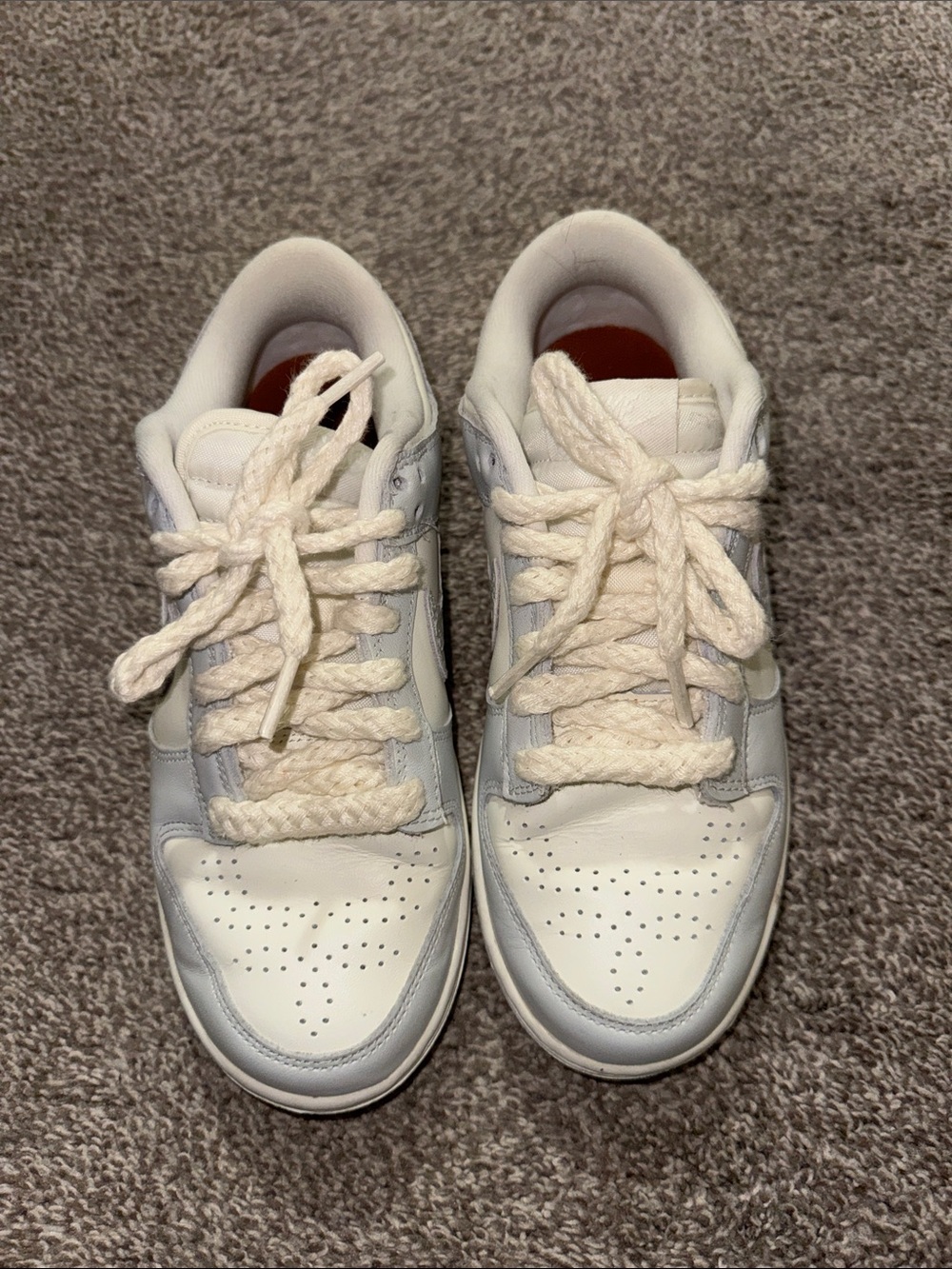 White and Gray Nike Dunks - Casual Everyday Shoes